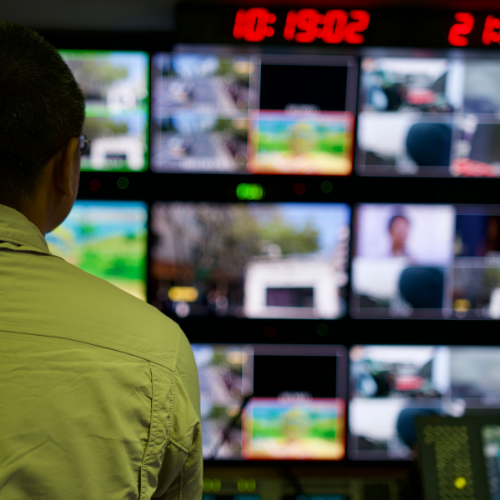 Technician installing cable services